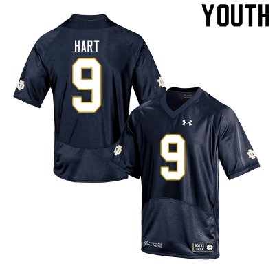 Notre Dame Fighting Irish Youth Cam Hart #9 Navy Under Armour Authentic Stitched College NCAA Football Jersey NBS0399DQ